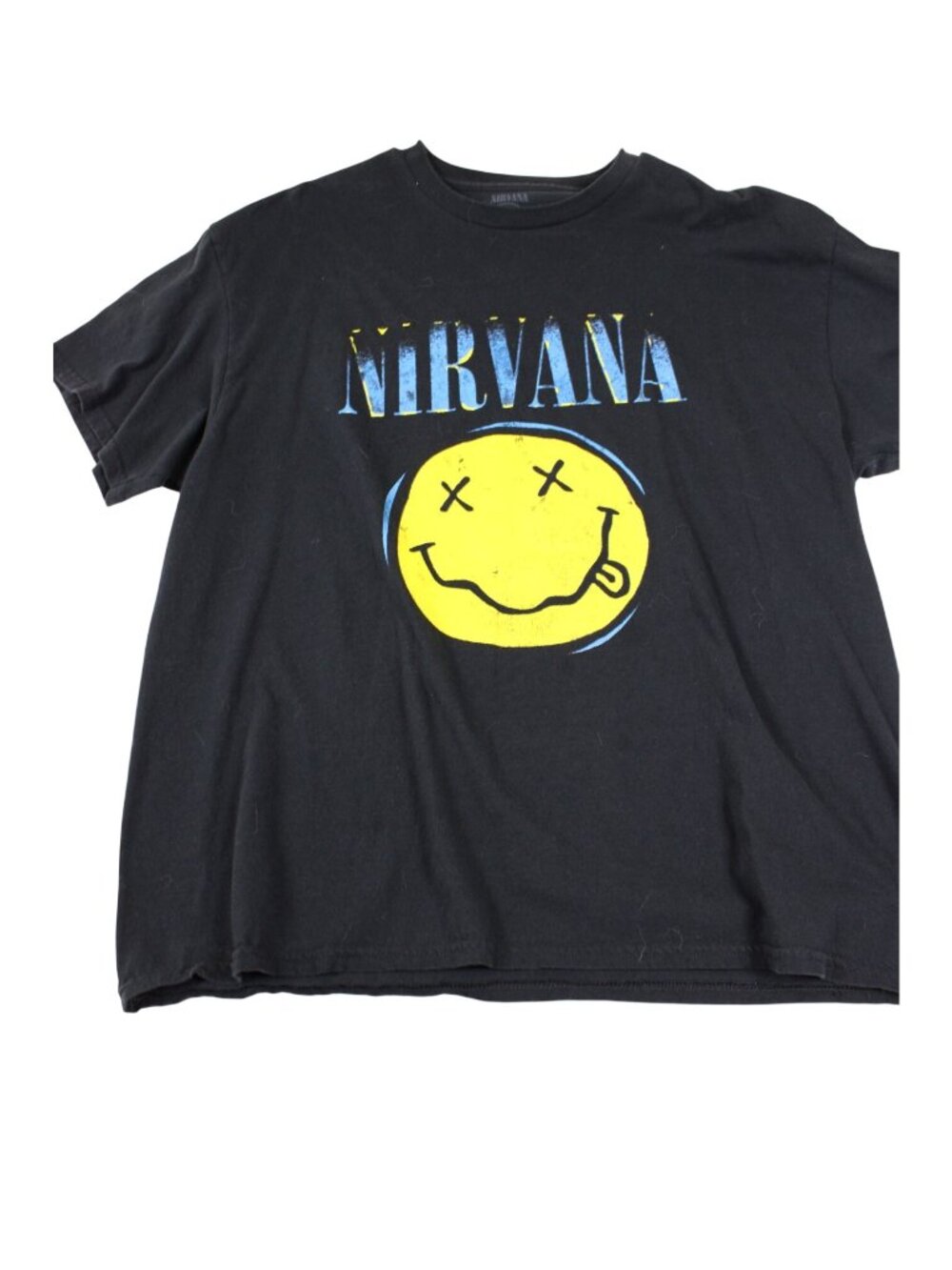 Nirvana Smiley Face Graphic Band Tee Black XL